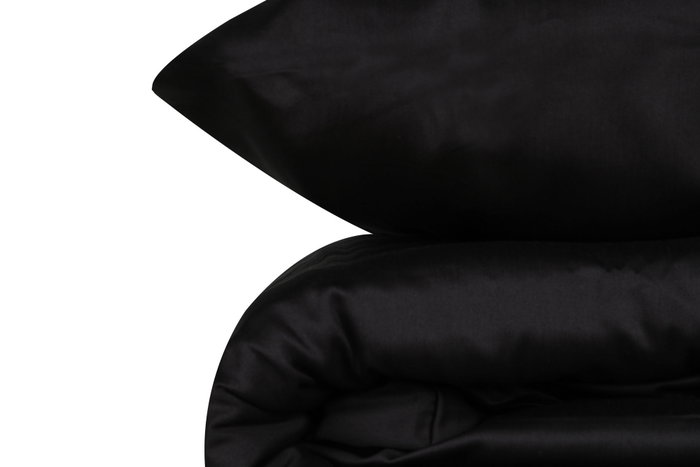 L'essentiel linge de maison Juego de funda de edredón de satén de algodón, Negro, Doble L'essentiel linge de maison Juego de funda de edredón de satén de algodón, Negro, Doble